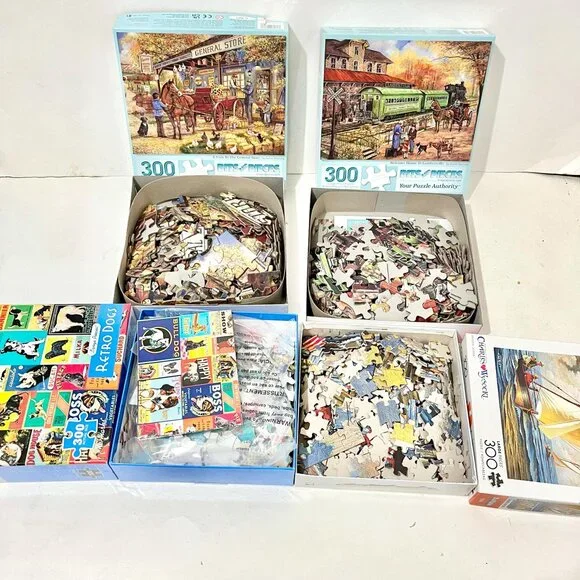 (4) Jigsaw Puzzle 300 pieces Bundle/Lot Pre-Owned Great Condition Complete - Picture 2 of 2